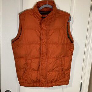 Abercrombie & Fitch Summit Rock Puffer Feather Down Vest Size M Orange Full Zip